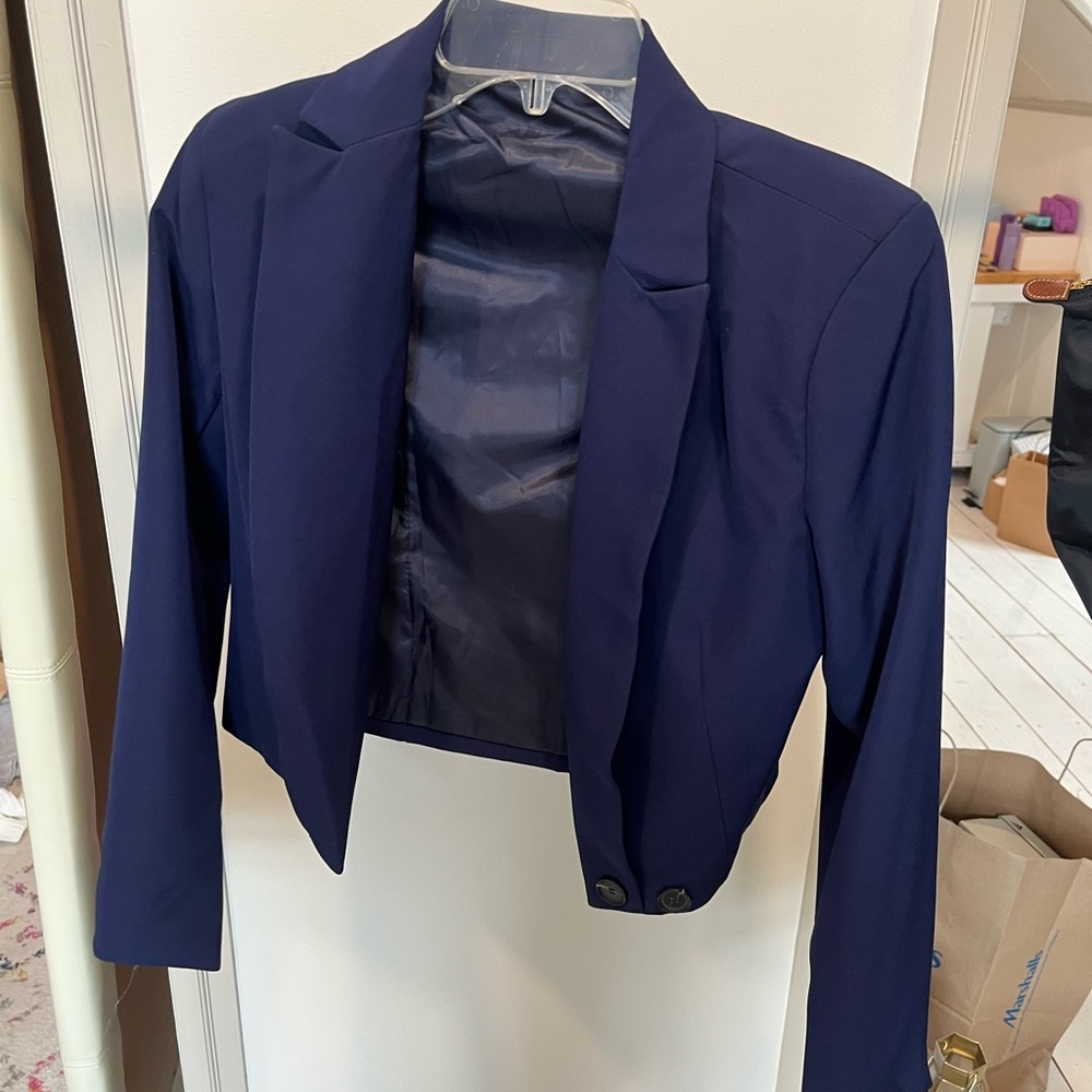 Women's Crop Navy Blazer